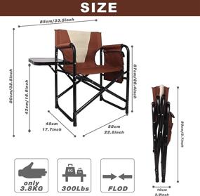 img 3 attached to Lightweight Camping Folding Director's Chair with 300lbs Support & Aluminum Side Table – Indoor/Outdoor Use, Includes Storage Bag