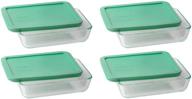 pyrex 3-cup rectangle glass food storage set: convenient pack of 4 containers логотип