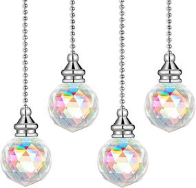 img 4 attached to 💎 Crystal Pendant Ceiling Fan Pulls Chains - Crystal Chain Extension for Bathroom, Living Room, and Ceiling Light Fan (AB Color)