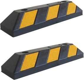 img 4 attached to 🚗 Garage Floor Parking Stopper - Car Wheel Blocks as Parking Aid, Rubber Curbs Protecting Vehicle Bumpers and Garage Walls, 21.6"x5.9"x3.9" (Pack of 2)