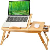 бамбуковый столик для ноутбука: складной завтрак в ложе со столиком - настраиваемая поверхность с наклоном для кровати, работы, учебы, чтения, еды - moclever логотип