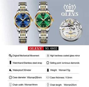 img 2 attached to OLEVS Women's Automatic Self-Winding Two Tone Stainless Steel Watch with Small Face, Mechanical Date Watch, Waterproof Luminous Dress Wristwatch, Reloj de Mujer - Ideal Gifts for Women