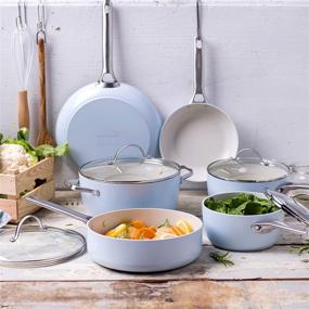 img 3 attached to 🍳 Padova Light Blue Ceramic Non-Stick 10-Piece Cookware Set by GreenPan