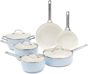 img 4 attached to 🍳 Padova Light Blue Ceramic Non-Stick 10-Piece Cookware Set by GreenPan