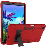 🔴 rugged protective case for lg g pad 5 10.1 inch 2019 - red/black, full-body shockproof armor, kid-friendly tablet cover logo