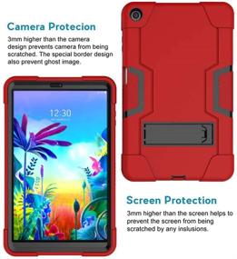 img 3 attached to 🔴 Rugged Protective Case for LG G Pad 5 10.1 inch 2019 - Red/Black, Full-Body Shockproof Armor, Kid-Friendly Tablet Cover