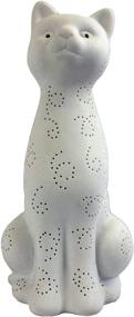 img 3 attached to 🐱 Charming White Porcelain Kitty Cat Table Lamp - Simple Designs LT3056-WHT