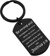 christian keychain - be strong and courageous joshua 1:9 - scripture dog tag - religious jewelry by qiier logo