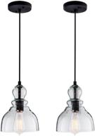 🔆 lanros farmhouse kitchen pendant lighting: clear seeded glass shade, adjustable cord, 2 pack логотип