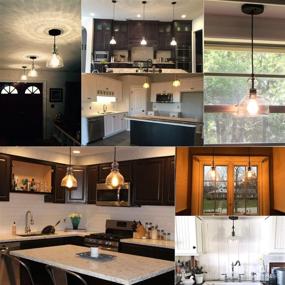 img 1 attached to 🔆 Lanros Farmhouse Kitchen Pendant Lighting: Clear Seeded Glass Shade, Adjustable Cord, 2 Pack