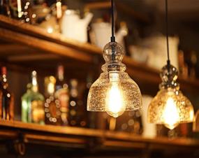 img 2 attached to 🔆 Lanros Farmhouse Kitchen Pendant Lighting: Clear Seeded Glass Shade, Adjustable Cord, 2 Pack