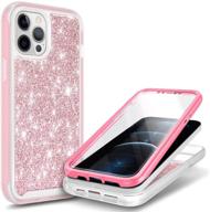 📱 e-began iphone 12 case with built-in screen protector - full-body protective shockproof rugged matte bumper cover - rose gold logo