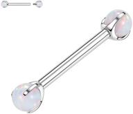 💎 peaklink g23 titanium nipple barbell: opal body piercing jewelry for women - threaded nipple rings 14g logo