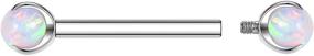 img 2 attached to 💎 PEAKLINK G23 Titanium Nipple Barbell: Opal Body Piercing Jewelry for Women - Threaded Nipple Rings 14G