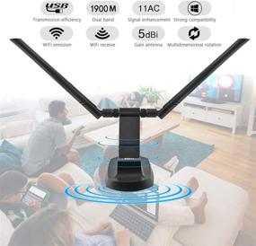 img 3 attached to 📶 High-Speed USB WiFi Adapter with Dual Band Antennas - 1900Mbps, 5dBi, USB 3.0 - for Windows/Mac PCs/Laptops