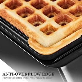 img 1 attached to 🧇 REDMOND Non-Stick 4 Slice Belgian Waffle Maker - Compact Stainless Steel Mini Waffle Iron with Anti-Overflow Edge and Preheat Indicator