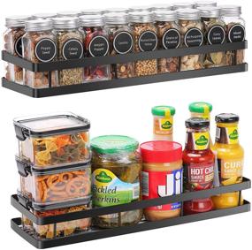 img 4 attached to Scnvo Spice Rack Organizer: Sleek Wall-Mounted 2 Pack for Pantry Cabinet Door - Versatile Storage Solution for Kitchen & Bathroom - Sturdy & Stylish in Black