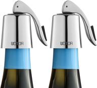 wotor stainless steel wine bottle stoppers: silicone reusable wine saver for leak-proof and fresh wine - silver (2 pack) логотип