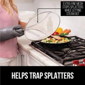 img 3 attached to 🦍 Gorilla Grip Stainless Steel Grease Splatter Screen - Easy to Clean Splash Guard for Cooking, Frying Pan Cover Shield for Oil and Bacon Splashes - Comfortable Handle - Dishwasher Safe - 11.8 Inch, Black +