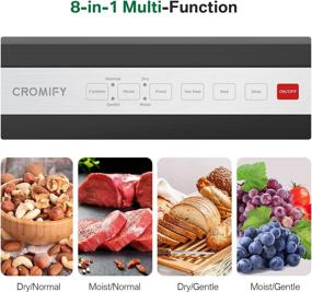 img 1 attached to 🔌 CROMIFY Автоматический вакуумный упаковщик с отстегивающейся крышкой, стартовым комплектом, индикаторными светодиодными огнями, легким в очистке дизайном, режимами для сухой и влажной пищи, компактным дизайном.