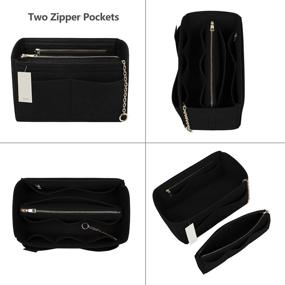 img 1 attached to 👜 Felt Bag Organizer with Dual Metal Zippers, Ideal for Speedy, Neverfull, Tote and More – Optimize Your Purse Storage