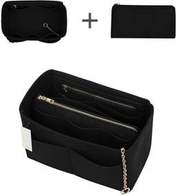 img 3 attached to 👜 Felt Bag Organizer with Dual Metal Zippers, Ideal for Speedy, Neverfull, Tote and More – Optimize Your Purse Storage