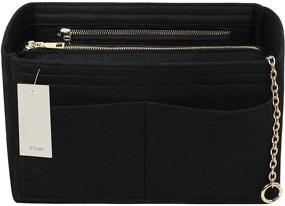 img 4 attached to 👜 Felt Bag Organizer with Dual Metal Zippers, Ideal for Speedy, Neverfull, Tote and More – Optimize Your Purse Storage