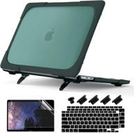 💻 dongke macbook air 13 inch case 2020-2018 release a2337 m1 a2179 a1932 - teal, heavy duty rugged shockproof hard shell with kickstand logo