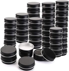 img 4 attached to 💄 Foraineam 50 Pack 0.5 oz Mini Aluminum Round Lip Balm Tin Containers - Matte Black Empty Tin Jars with Screw Lid