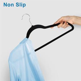 img 2 attached to 👕 Ollnoos Non-Slip Velvet Clothes Hangers: Space-Saving 30-Pack in Black, Ultra-Thin & Durable Slim Hangers with 360° Swivel Hook for Coats, Suits, and Shirts