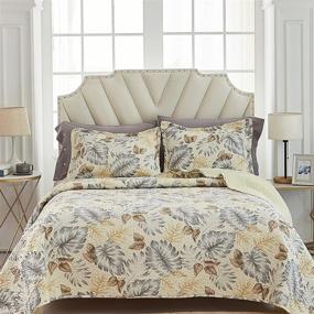 img 4 attached to 🌼 KARIN DREAMS Reversible Queen Size Quilt Set: Lightweight, Botanical Printed Bedding for All Seasons - Yellow, 90"x94"".