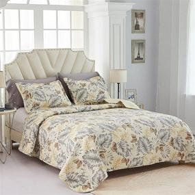 img 3 attached to 🌼 KARIN DREAMS Reversible Queen Size Quilt Set: Lightweight, Botanical Printed Bedding for All Seasons - Yellow, 90"x94"".