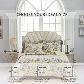 img 1 attached to 🌼 KARIN DREAMS Reversible Queen Size Quilt Set: Lightweight, Botanical Printed Bedding for All Seasons - Yellow, 90"x94"".