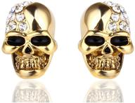 edgy crystal skull stud earrings by xusamss: impactful punk body piercing style logo