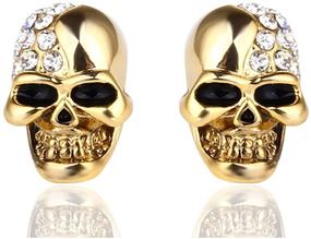 img 4 attached to Edgy Crystal Skull Stud Earrings by Xusamss: Impactful Punk Body Piercing Style