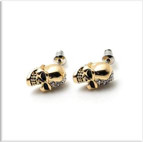 img 1 attached to Edgy Crystal Skull Stud Earrings by Xusamss: Impactful Punk Body Piercing Style