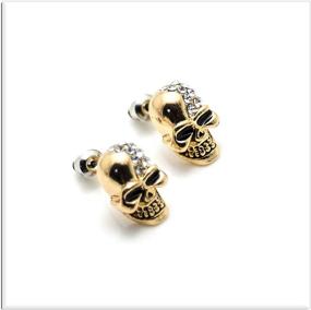 img 3 attached to Edgy Crystal Skull Stud Earrings by Xusamss: Impactful Punk Body Piercing Style