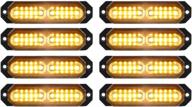 🔦 aspl 8pcs sync feature ultra slim 12-led surface mount flashing strobe lights for truck car vehicle led mini grille light head emergency beacon hazard warning lights in amber logo