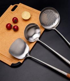 img 1 attached to Durable Stainless Steel Wok Spatula and Ladle Set for Effortless Cooking