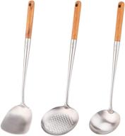 durable stainless steel wok spatula and ladle set for effortless cooking logo