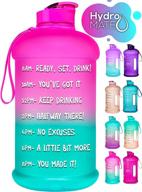 💧 hydromate 64 oz motivational water bottle with time marker - large bpa free jug with handle, reusable, leak proof bottle - time marked to drink more water hydrate with hydro mate logo