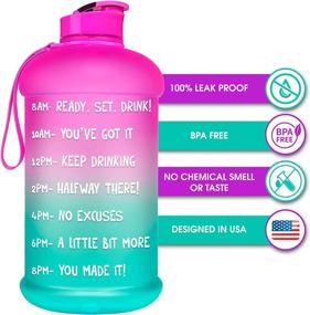 img 3 attached to 💧 HydroMATE 64 oz Motivational Water Bottle with Time Marker - Large BPA Free Jug with Handle, Reusable, Leak Proof Bottle - Time Marked to Drink More Water Hydrate with Hydro MATE