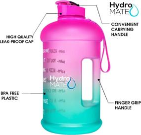 img 1 attached to 💧 HydroMATE 64 oz Motivational Water Bottle with Time Marker - Large BPA Free Jug with Handle, Reusable, Leak Proof Bottle - Time Marked to Drink More Water Hydrate with Hydro MATE