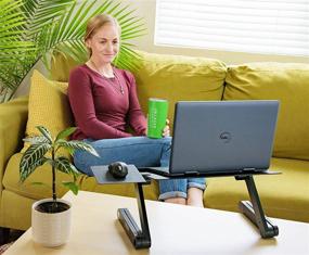 img 2 attached to 🔥 WorkEZ BEST Adjustable Laptop Cooling Stand & Lap Desk: Enhancing Comfort and Performance with Ergonomic Design, Mouse Pad, and Portable Aluminum Tray for Bed, Couch, and Beyond!