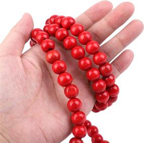 img 2 attached to 🎄 ELCOHO Red Bead Garland: Festive Round Bead Wreath for Christmas Tree Decorations & Supplies