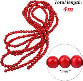 img 3 attached to 🎄 ELCOHO Red Bead Garland: Festive Round Bead Wreath for Christmas Tree Decorations & Supplies