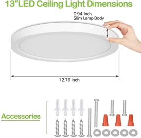 img 1 attached to 🔆 Hykolity 2 Pack 13 Inch Selectable CCT LED Round Flat Panel Light: Versatile 24W 2400lm Dimmable Ceiling Fixture for Kitchen, Bedroom, Laundry & Closet