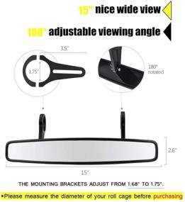 img 3 attached to 🔍 [NEWEST] 15" Wide Angle UTV Rear View Race Mirror with Anti-Scratch Shatterproof Glass - 1.75-inch Clamps, Moveland Convex Mirror for Polaris RZR 800 1000 S 900 XP 1000 and More: Efficient and Durable Option