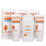carpe antiperspirant underarm, hand, and foot combo: save 25% (1 clinical strength underarm, 1 hand, and 1 foot antiperspirant) - no more excessive sweating, hyperhidrosis protection, recommended by dermatologists logo