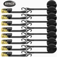 🔒 high-quality 8-pack 15 ft ratchet tie down straps - 500 lbs load cap, 1500 lbs breaking limit - ohuhu logistic cargo straps for moving appliances, motorcycle (black) logo